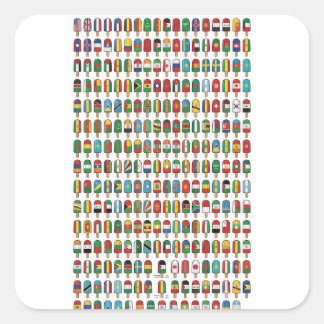 Vlaggen van de Wereld Popsicle Raster Vierkante Sticker
