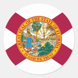 Vlaggen van Florida/zeehondenstickers Ronde Sticker