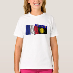 vlaggen van Frankrijk en Guadeloupe T-shirt