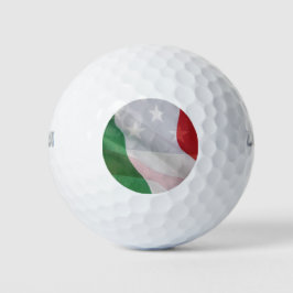 vlaggen van Italië en de VS Golfballen