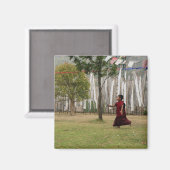 vlaggen van jonge monken en gebedden magneet (Voorkant / Achterkant)