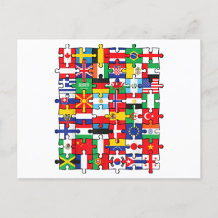 Vlaggen van landen onder internationale vlag feestdagenkaart