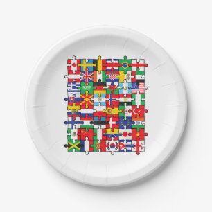 Vlaggen van landen onder internationale vlag papieren bordje