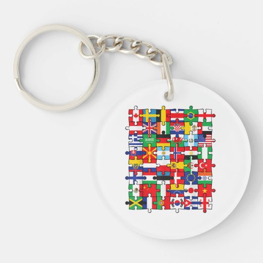 Vlaggen van landen onder internationale vlag sleutelhanger (Voorkant)