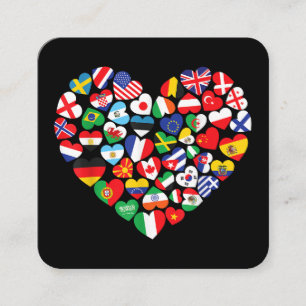 Vlaggen van landen onder internationale vlag vierkante visitekaartje