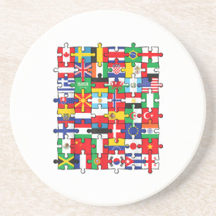 Vlaggen van landen onder internationale vlag zandsteen onderzetter