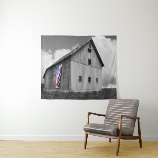 Vlaggen van onze boeren - Barn met Amerikaanse vla Wandkleed (In Situ (horizontaal))