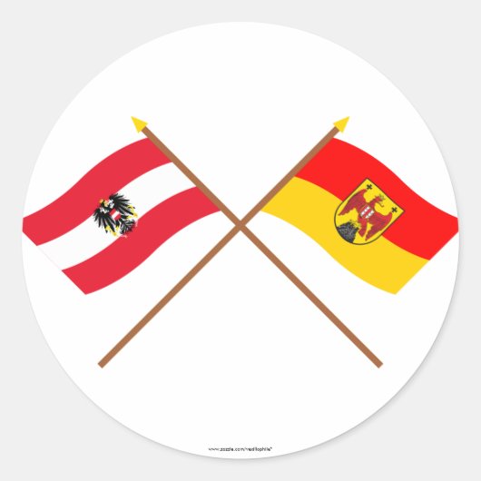 Vlaggen van Oostenrijk en Burgenland Ronde Sticker (Voorkant)