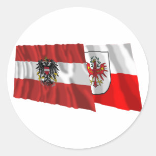 Vlaggen van Oostenrijk en Tirol Ronde Sticker