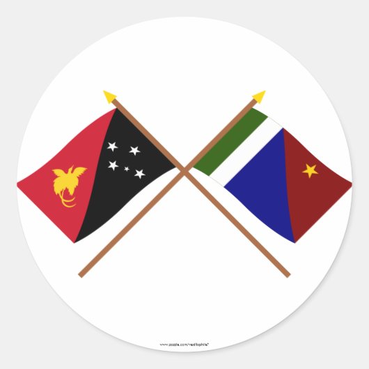 Vlaggen van PNG en provincie Milne Bay gekruist Ronde Sticker (Voorkant)
