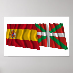 vlaggen van Spanje en País Vasco (Euskadi Basque) Poster