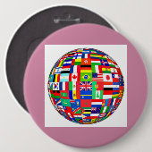 vlaggen van wereldbol ronde button 6,0 cm (Voorkant /achterkant)