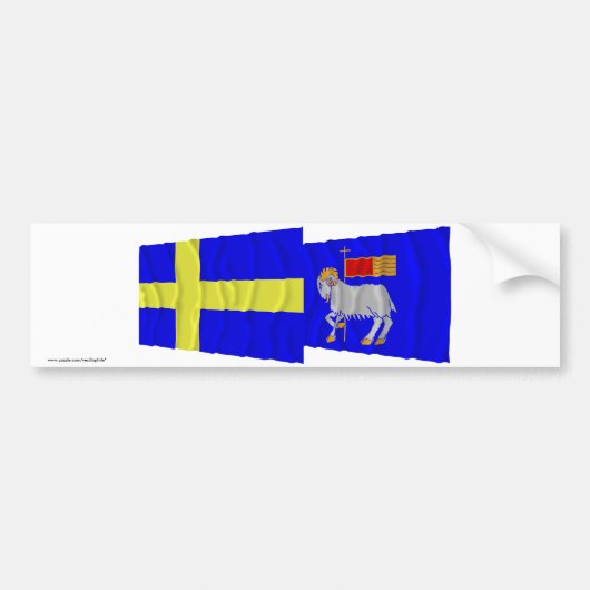 Vlaggen van Zweden en Gotlands län Bumpersticker (Voorkant)