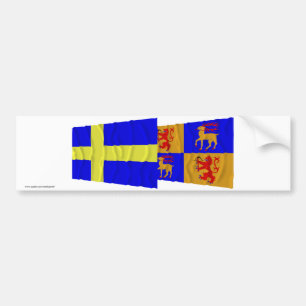 Vlaggen van Zweden en Kalmar län Bumpersticker