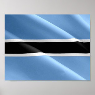 Vlaggen Waving BOTSWANA - Poster