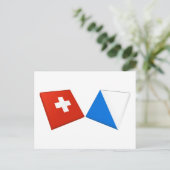 Vlaggen Zwitserland en Zürich Briefkaart (Staand voorkant)