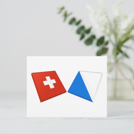 Vlaggen Zwitserland en Zürich Briefkaart (Staand voorkant)