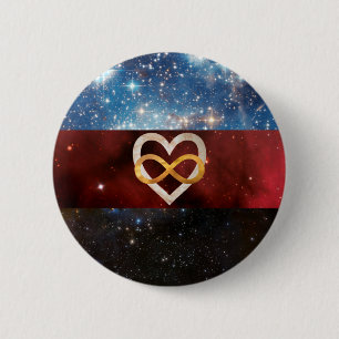 Vlaggenes van polyamoire oneindigheid van hartvern ronde button 5,7 cm