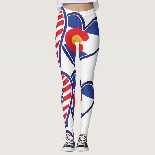 Vlaggenharten uit de VS en Colorado Leggings (Voorkant)