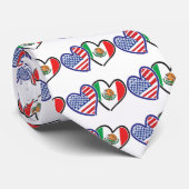 Vlaggenharten uit de VS en Mexico Stropdas (Opgerold)