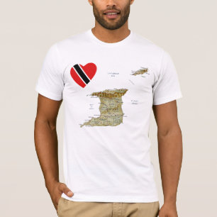 Vlaggenhoofd van Trinidad en Tobago en Kaart T-Shi T-shirt