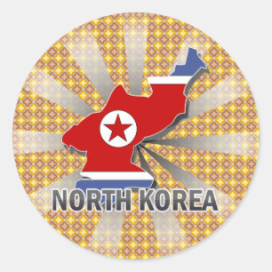 Vlaggenkaart 2.0 Noord-Korea Ronde Sticker