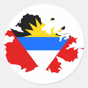Vlaggenkaart Antigua Ronde Sticker