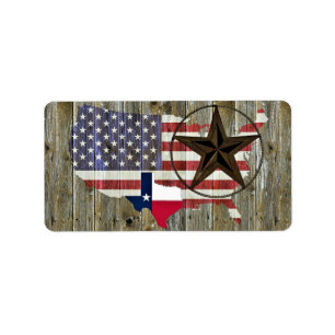 Vlaggenkaart van de Texas Lone Star-staat Etiket