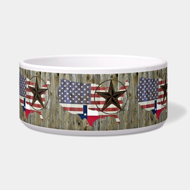 Vlaggenkaart van de Texas Lone Star-staat Voerbakje (Voorkant)