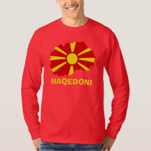 Vlaggenkaart van Maqedoni T-shirt met lange mouwen