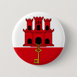 Vlaggenknop van Gibraltar Ronde Button 5,7 Cm