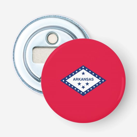 Vlaggenontwerp van de staat Arkansas Button Flesopener (Voorkant)