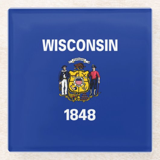 Vlaggenontwerpdecor voor Wisconsin-staat Glazen Onderzetter (Voorkant)