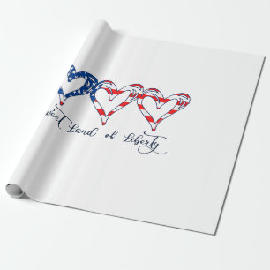 Vlaggenpatriottische harten 4 juli Sweet Land o Cadeaupapier