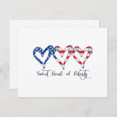 Vlaggenpatriottische harten 4 juli Sweet Land o Feestdagenkaart (Voorkant / Achterkant)