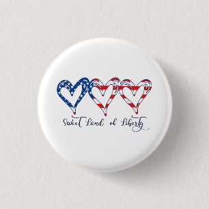 Vlaggenpatriottische harten 4 juli Sweet Land o Ronde Button 3,2 Cm