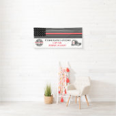 Vlaggenrode lijn voor brandweermannen spandoek (Insitu)