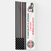 Vlaggenrode lijn voor brandweermannen spandoek (Verticaal)