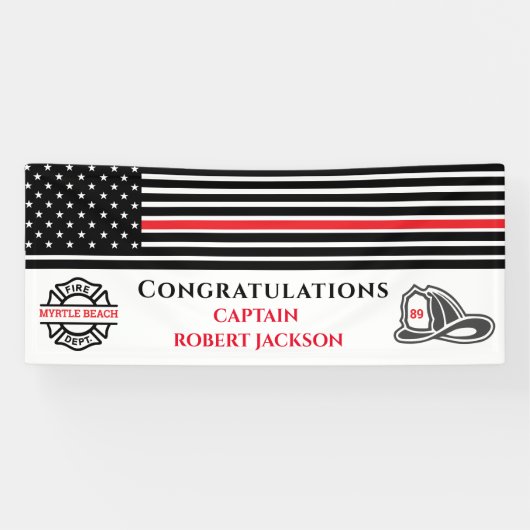 Vlaggenrode lijn voor brandweermannen spandoek (Horizontaal)