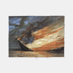 Vlaggenschip van rebellen in Amerikaanse Burgeroor Fleece Deken