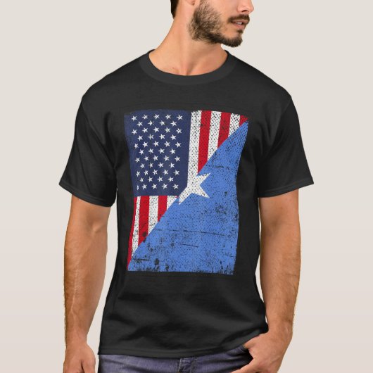 Vlagontwerp half Amerika half Somalië T-shirt (Voorkant)