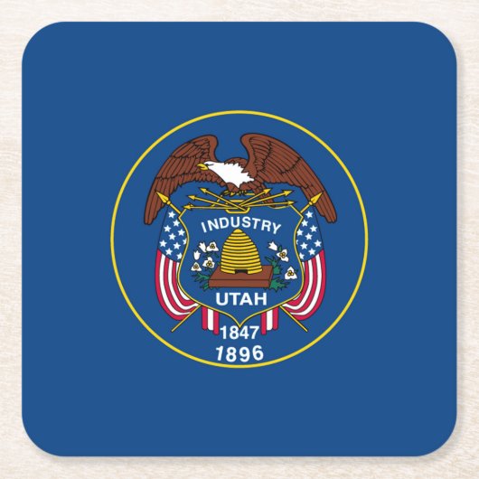 Vlagontwerp van de Utah-staat Vierkante Kartonnen Onderzetter (Voorkant)