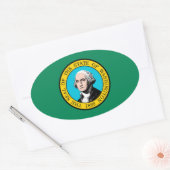 Vlagontwerp voor Washington State Ovale Sticker (Envelop)