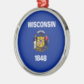 Vlagontwerp Wisconsin State Metalen Ornament (Links)