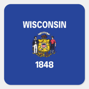 Vlagontwerp Wisconsin State Vierkante Sticker