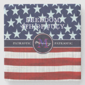 vlagpatriotticum van 4 juli - Aangepast monogram Stenen Onderzetter (Voorkant)