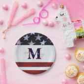  vlagpatriotticum van juli 4e Aangepast monogram 1 Papieren Bordje (Feest)
