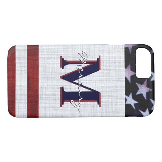 vlagpatriottisch juli 4e Aangepast monogram 2 Case-Mate iPhone Case (Achterkant (Horizontaal))