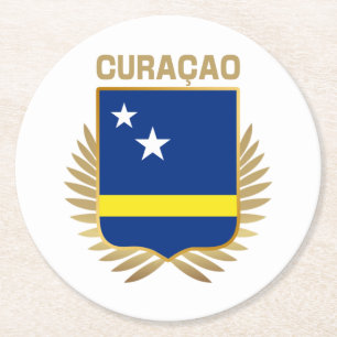 Vlagschild Curaao Ronde Kartonnen Onderzetter