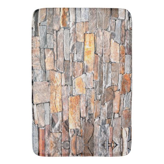 Vlagsteen | Natuursteenpatroon | briketten Badmat (Voorkant Verticaal)